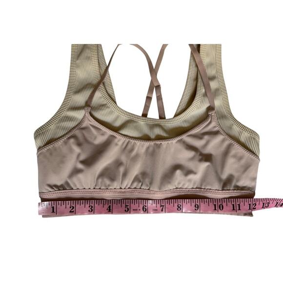 Free People M Cross back design layered pink & cream activewear - Picture 9 of 9